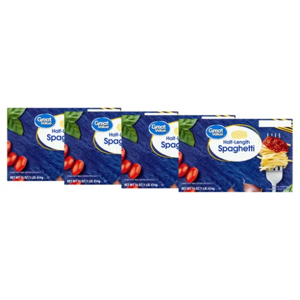 Click to expand (4 pack) Great Value Half-Length Spaghetti, 16 oz