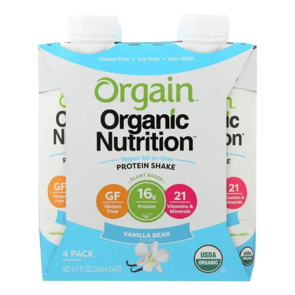 Orgain Organic Vegan Nutrition Shakes - Vanilla -Case Of 3 - 4/11 Fz