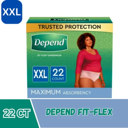 Depend FIT-FLEX Adult Incontinence Underwear for Women, Maximum Absorbency, XXL, Blush, 22 ct